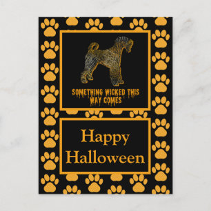 Airedale Terrier Hondensilhouet Halloween Sinaasap Briefkaart