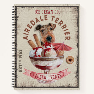Airedale Terrier Ice-crème Funny Frozen behandelin Notitieboek
