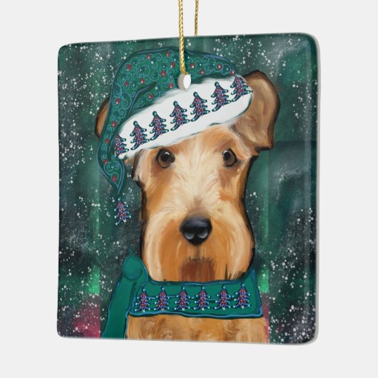 Airedale Terrier Keramisch Ornament (Links)