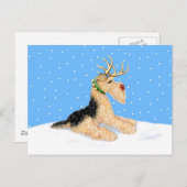 Airedale Terrier Kerstdale Deer Feestdagenkaart (Voorkant / Achterkant)