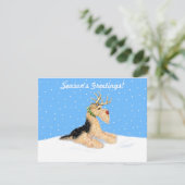 Airedale Terrier Kerstdale Deer Kaart (Staand voorkant)