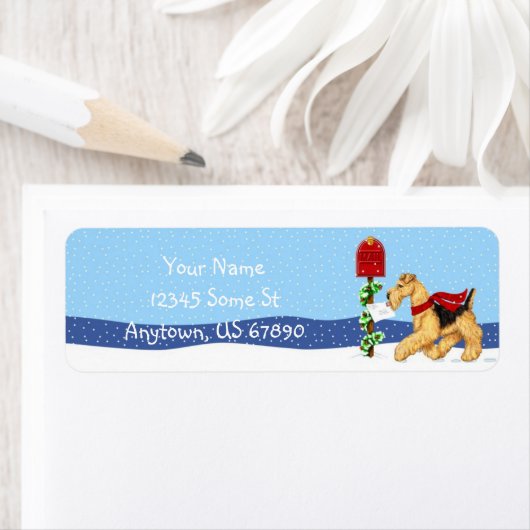 Airedale Terrier kerstdale Mail Labels (Insitu)
