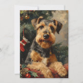 Airedale terrier Kerstmis Feestdagenkaart (Voorkant)