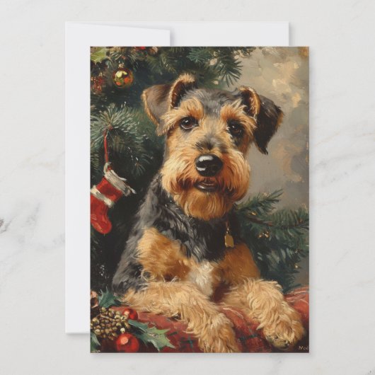 Airedale terrier Kerstmis Feestdagenkaart (Voorkant)