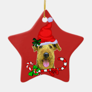 Airedale Terrier Kerstmis Keramisch Ornament