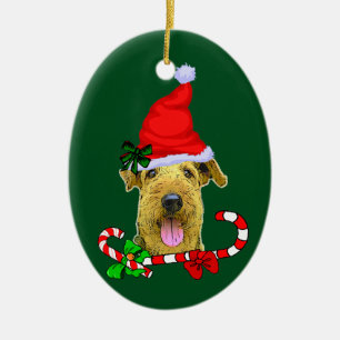 Airedale Terrier Kerstmis Keramisch Ornament
