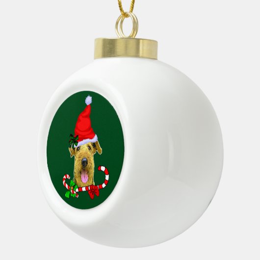 Airedale Terrier Kerstmis Keramische Bal Ornament (Rechts)