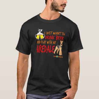 Airedale Terrier Kleding Drink Bier En Spelen T-shirt