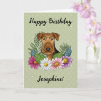 Airedale Terrier Kleurrijke Bloemrijke Gelukkige V