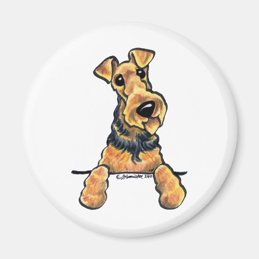 Airedale Terrier Line Art Magneet (Voorkant)