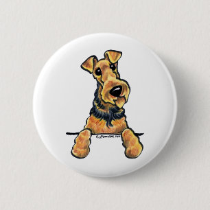 Airedale Terrier Line Art Ronde Button 5,7 Cm