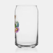 Airedale Terrier met kleurrijke bloemen en naam Blikvorm Glas (Links)