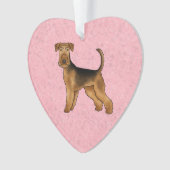 Airedale Terrier mignon Dessin Sur Chien Rose (devant)