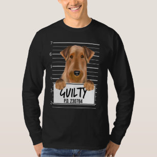 Airedale Terrier Mugshot Schuldig Hond T-shirt