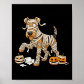 Airedale Terrier Mummy Pumpkin Halloween Kids Mens Poster (Voorkant)