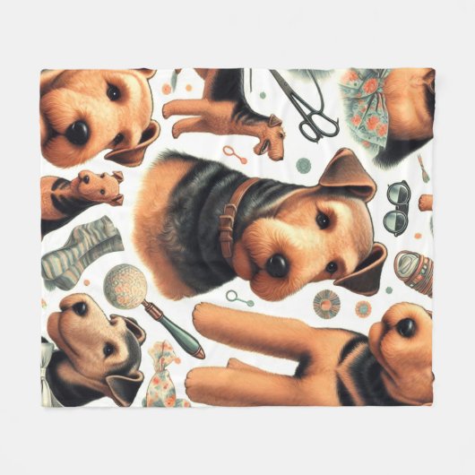 Airedale Terrier Naadloos Fleece Deken (Voorkant (Horizontaal))