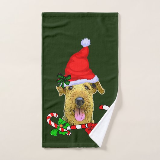 Airedale Terrier Noël (Serviette à main)