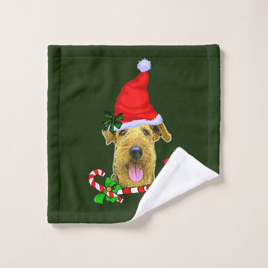 Airedale Terrier Noël (Gant de toilette)