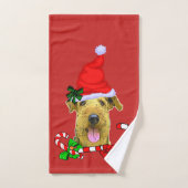 Airedale Terrier Noël (Serviette à main)
