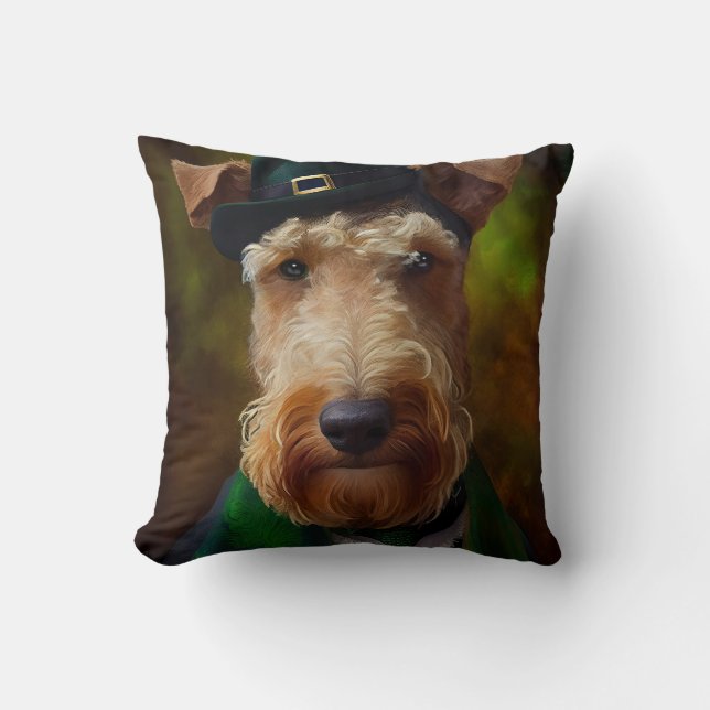 airedale terriër op St. Patrick's Day Kussen (Voorkant)