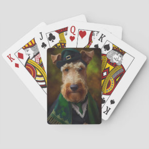 airedale terriër op St. Patrick's Day Pokerkaarten