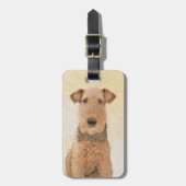 Airedale Terrier Painting - Cute Original Art Bagagelabel (Voorkant verticaal)