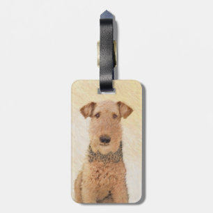 Airedale Terrier Painting - Cute Original Art Bagagelabel