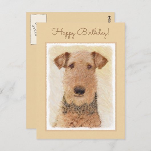 Airedale Terrier Painting - Cute Original Art Briefkaart (Voorkant / Achterkant)