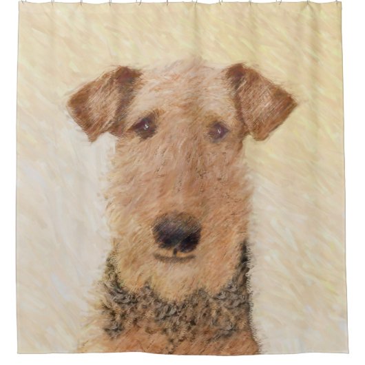 Airedale Terrier Painting - Cute Original Art Douchegordijn (Voorkant)