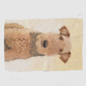 Airedale Terrier Painting - Cute Original Art Golfhanddoek (Horizontaal)