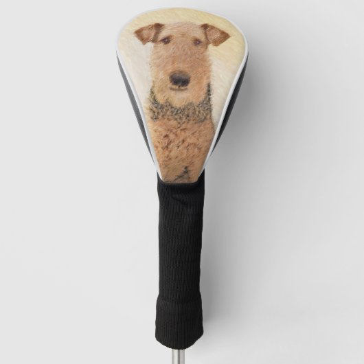 Airedale Terrier Painting - Cute Original Art Golfheadcover (Voorkant)