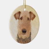 Airedale Terrier Painting - Cute Original Art Keramisch Ornament (Rechts)