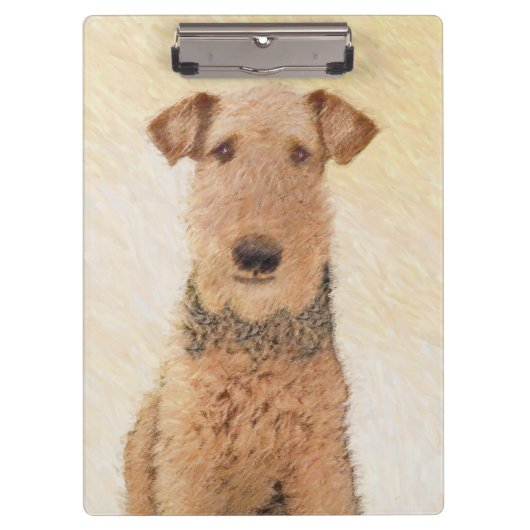 Airedale Terrier Painting - Cute Original Art Klembord (Voorkant)