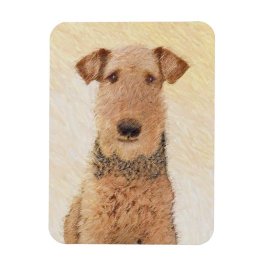 Airedale Terrier Painting - Cute Original Art Magneet (Verticaal)