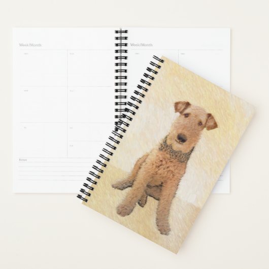 Airedale Terrier Painting - Cute Original Art Planner (Display)