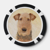 Airedale Terrier Painting - Cute Original Art Poker Chips (Achterkant)