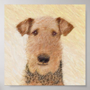Airedale Terrier Painting - Cute Original Art Poster