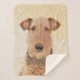 Airedale Terrier Painting - Cute Original Art Sherpa Deken