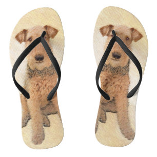 Airedale Terrier Painting - Cute Original Art Teenslippers