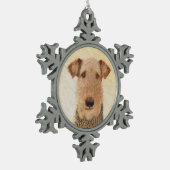 Airedale Terrier Painting - Cute Original Art Tin Sneeuwvlok Ornament (Links)