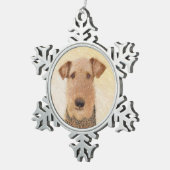 Airedale Terrier Painting - Cute Original Art Tin Sneeuwvlok Ornament (Rechts)