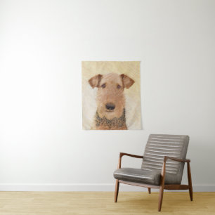 Airedale Terrier Painting - Cute Original Art Wandkleed