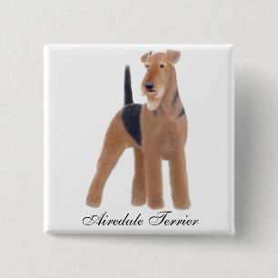 Airedale Terrier Pin Vierkante Button 5,1 Cm