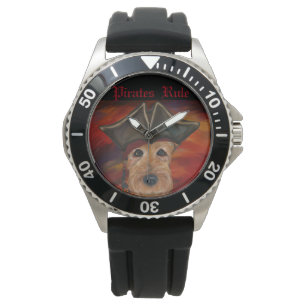 AIREDALE TERRIËR PIRAAT HORLOGE