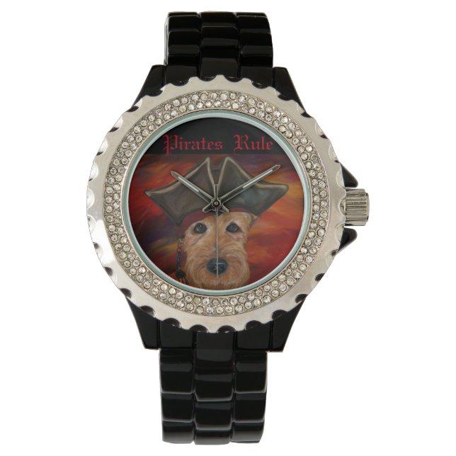 AIREDALE TERRIER PIRATE HORLOGE (Voorkant)