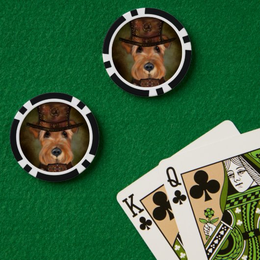 AIREDALE TERRIER POKER CHIPS (Pokertafel (Dubbel))