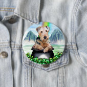 Airedale Terrier Pot of Gold Button (In situ)