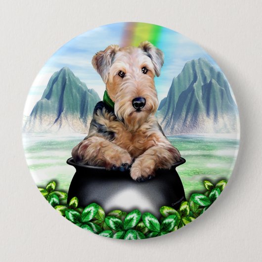 Airedale Terrier Pot of Gold Button (Voorkant)