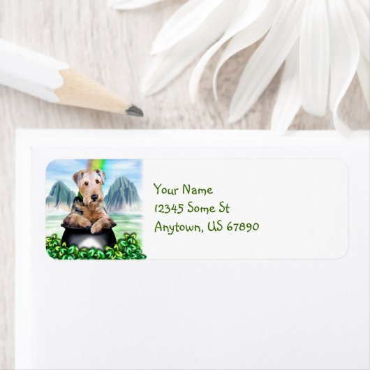 Airedale Terrier Pot of Gold Labels (Insitu)