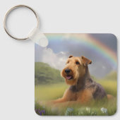 Airedale Terrier Rainbow Bridge Memorial Custom Sleutelhanger (Voorkant)